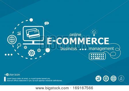 E-commerce Word Cloud And Marketing Concept. Infographic Business.