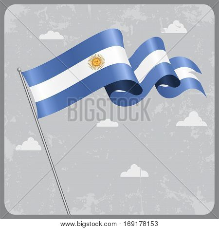 Argentinean flag wavy abstract background. Vector illustration.