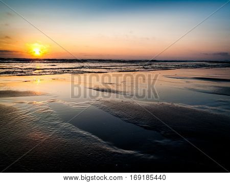 Cape Lookout sunset from the beach at twilight