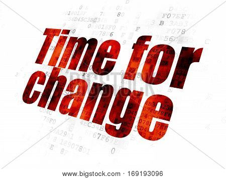 Time concept: Pixelated red text Time for Change on Digital background