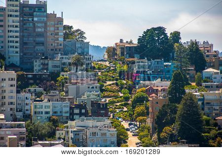 Famous Lombard Street, San Francisco, California, USA