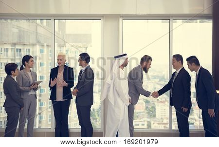 Business Partners Introductionary Handshake Bow