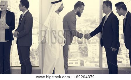 Business Partners Introductionary Handshake Bow