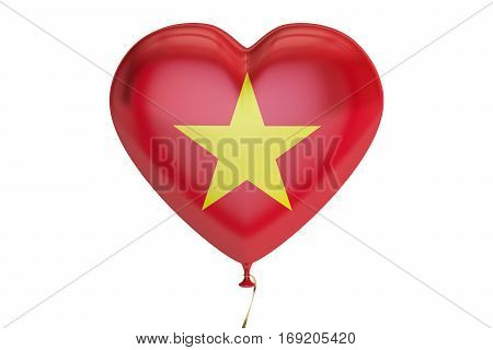 balloon with Vietnam flag in the shape of heart 3D rendering isolated on white background