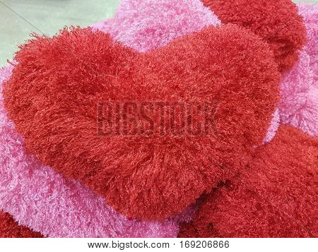 red and pink plush heart cusion valentine