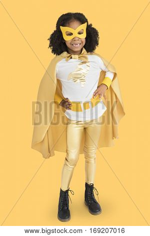 Little Girl Superherokid Pose Smile Studio