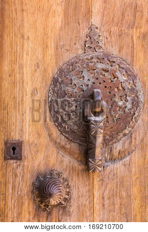 Typical door of an old house in Kashan, Iran