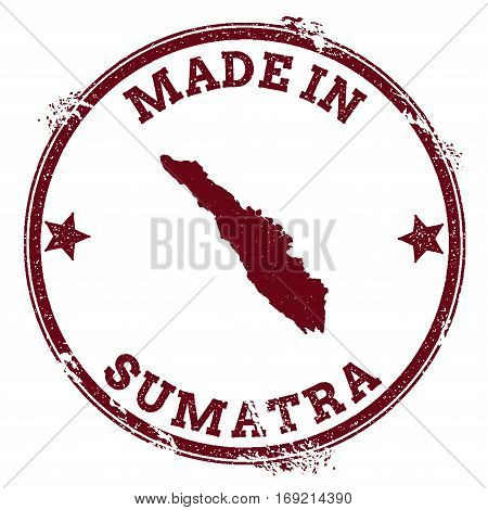 Sumatra Seal. Vintage Island Map Sticker. Grunge Rubber Stamp With Made In Text And Map Outline, Vec