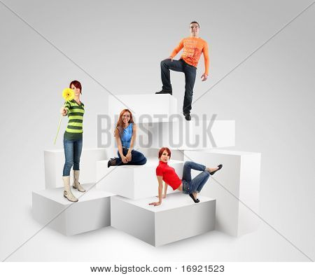 groep kleurrijke vrienden