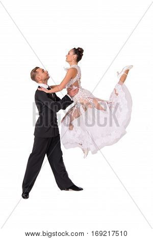 Ballrom Dance Couple In A Dance Pose Isolated On White Bachground