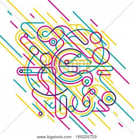 Abstract style modish background made of outline pattern in various colors. Vector illustration.