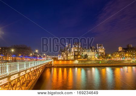 view of Hotel de Ville (City Hall) in Paris, France