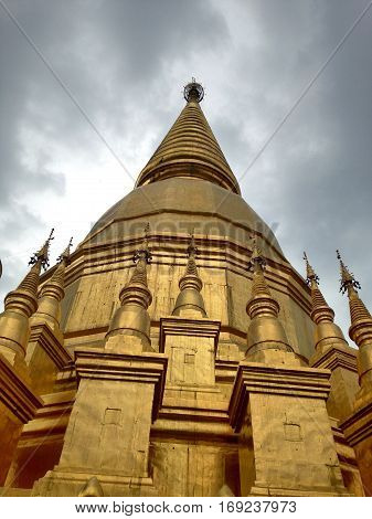 The gold pagodas are beautiful and sacred.