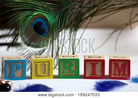 Happy Purim , jewish carnival holiday bright background