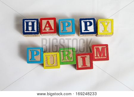 Happy Purim , jewish carnival holiday bright background