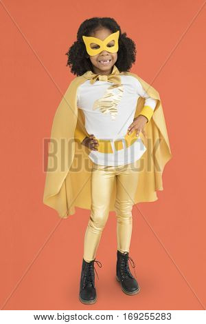 Little Girl Superherokid Pose Smile Studio