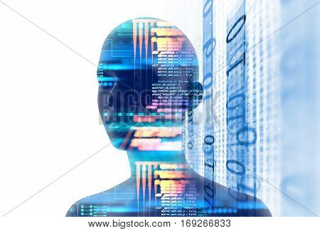 Double Exposure Image Of Virtual Human 3Dillustration