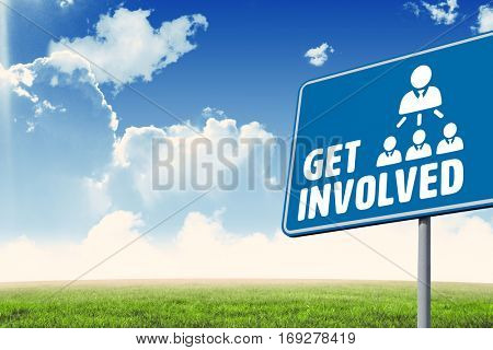 Get involved against blue sky over green field