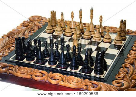 The Chess Pieces Are Placed On The Chessboard.