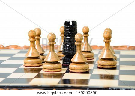 The Chess Pieces Are Placed On The Chessboard.
