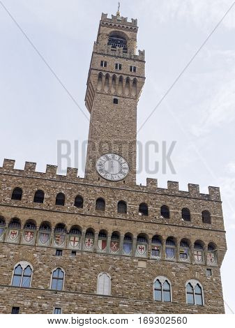 detail of palazzo lanzi in florence , italy