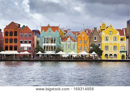 Colorful houses and building in Willemstad on Curacao