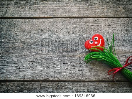 Valentines day concept romantic love background red hearts and fresh grass space for text