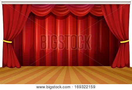 Stage with red curtains illustration