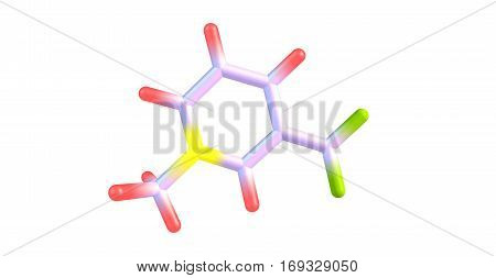 Trigonelline is an alkaloid with chemical formula C7H7NO2. It is a zwitterion formed by the methylation of the nitrogen atom of niacin or vitamin B3. 3d illustration