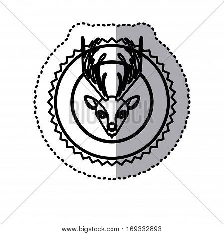 stamp sticker silhouette moose animal vector illustration