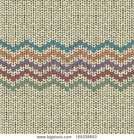 Knitting pattern, seamless wool ornament vector illustration