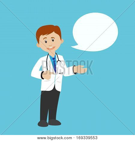 Man doctor talking speech character medical people flat cartoon flat vector stock