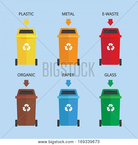 Waste garbage landfill recycle set colorful illustration symbol icon vector stock