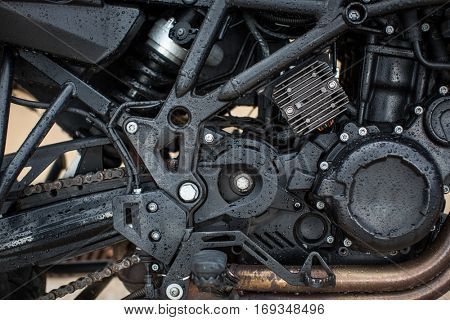 Motorbike Engine - Modern powerful performance road motorbike engine(motor unit - clean and shiny