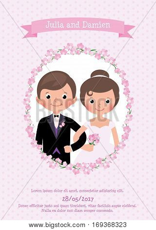 Invitation wedding card the bride and groom Stock vector illustration