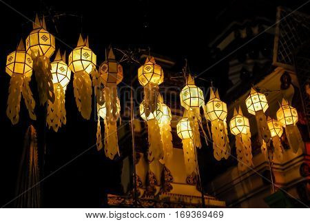 Chiangmai Thailand floating lantern in Yipeng festival at Loy krathong Day