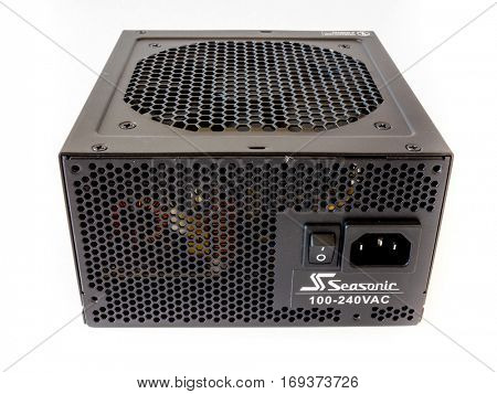 GOMEL, BELARUS - September 15, 2016: Power Supply Seasonic M12-2.Sea Sonic Electronics Co., Ltd. is a power supply and computer PSU manufacturer and retailer.