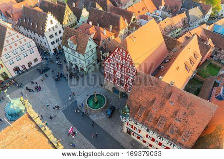 cntral square of Rothenburg ob der Tauber, Germany