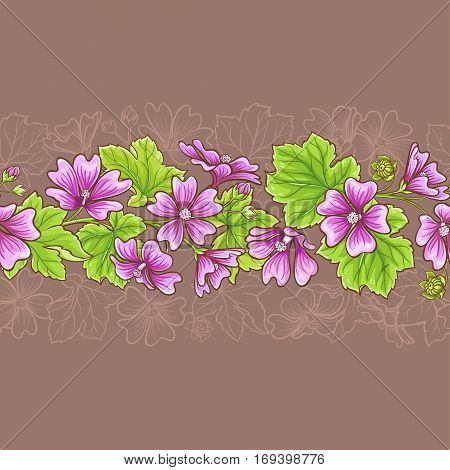 malva vector seamless pattern on color background