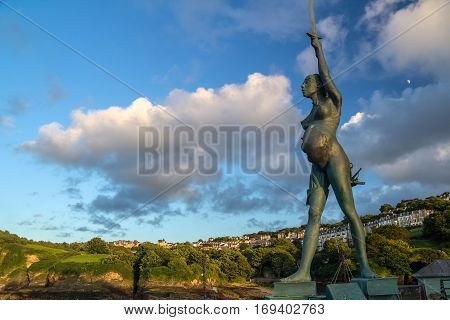 Ilfracombe North Devon England 13 July 2016: Verity - statue in Ilfracombe of the author Damien Hirst