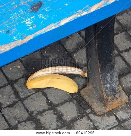 Banana Peel Rubish On A Street