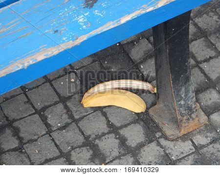 Banana Peel Rubish On A Street