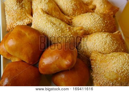 Country Pies With Meat And Seasame Seeds