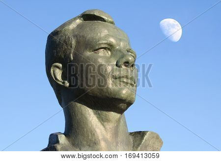 Monument to Yuri Gagarin in the Alley of Cosmonauts Moscow Russia