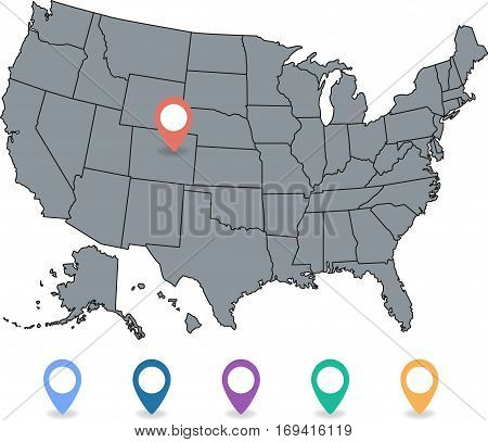 america map with states, map grey colour