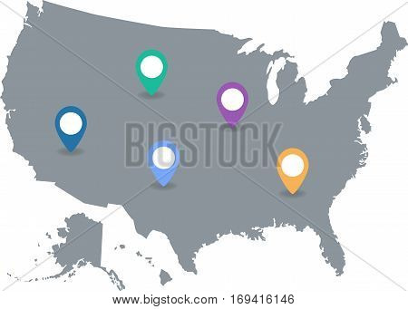 USA Map Vector of gray color ,map america