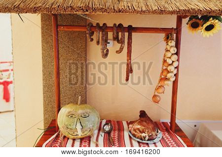Wurst And Saussages Served In An Ethnic Style