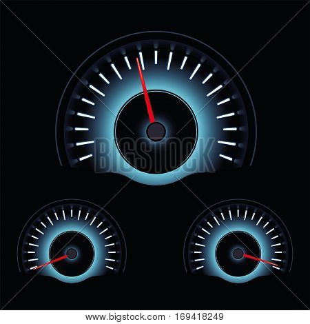 Speedometer. Realistic.On a black background. - Stock Vector illustration