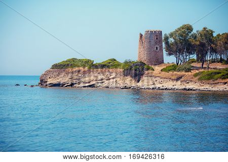 Coastal Tower in Porto Giunco near Villasimius, Sardinia, Italy