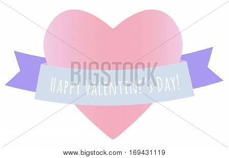 Vector heart with gift tape and text happy valentine's day. Element for your design.